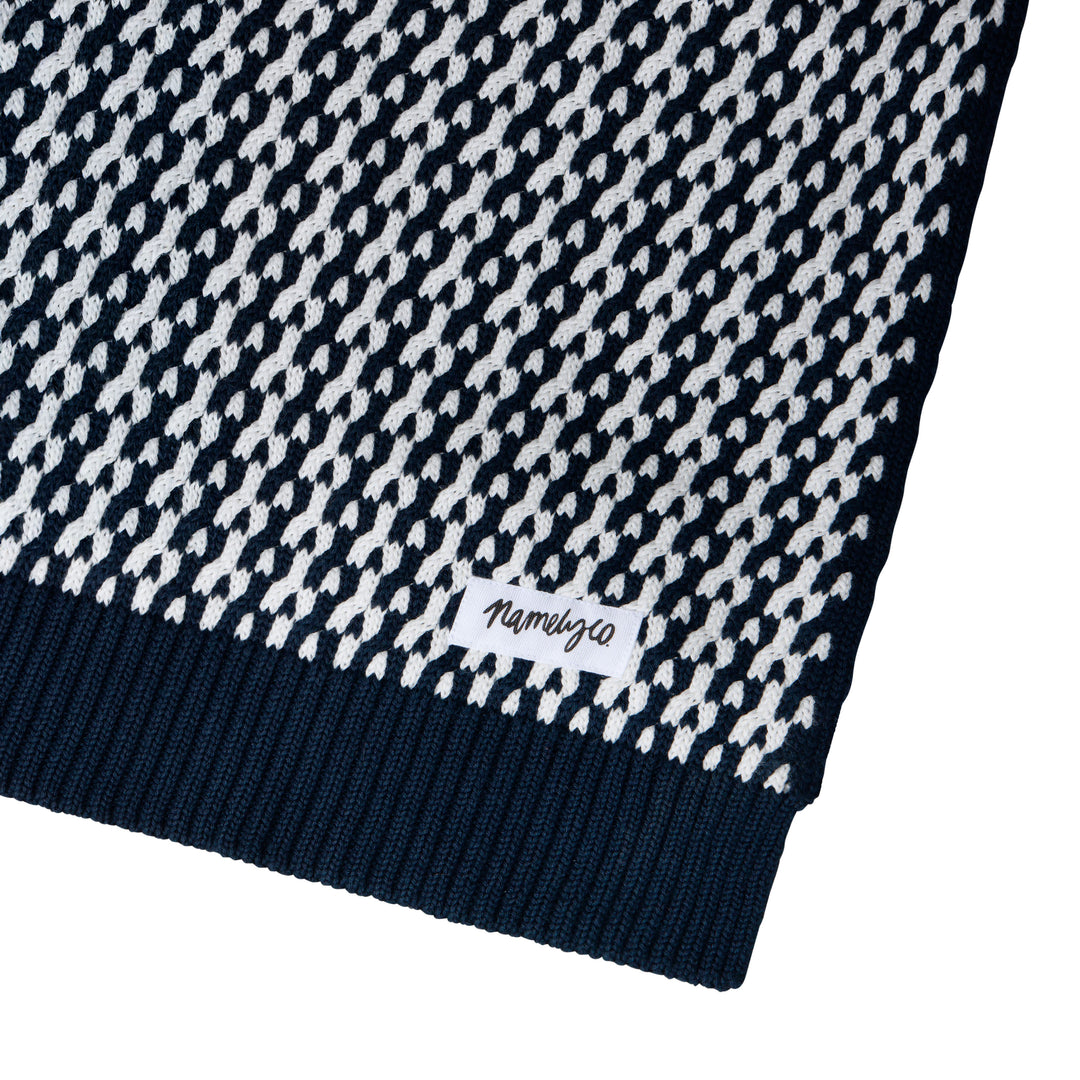 Herringbone Name Blanket in Navy - personalised and made to order by Namely Co, view 10
