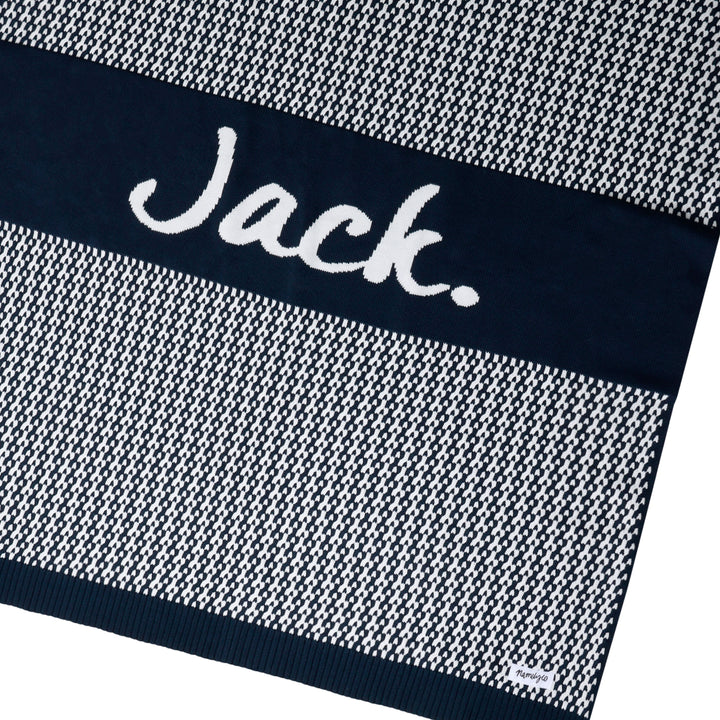 Herringbone Name Blanket in Navy - personalised and made to order by Namely Co, view 9