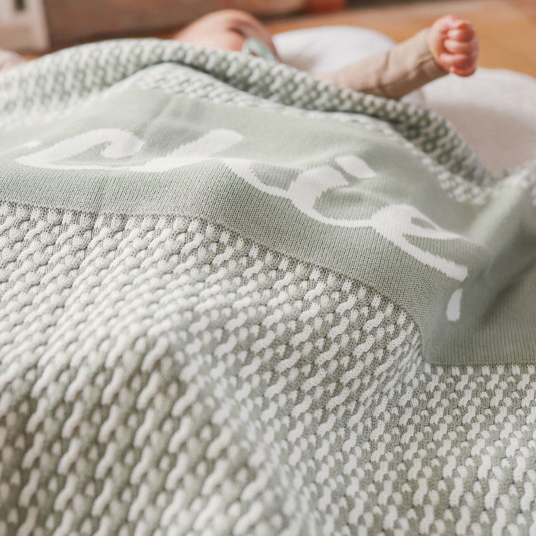 Herringbone Name Blanket in Desert Sage - personalised and made to order by Namely Co, view 4