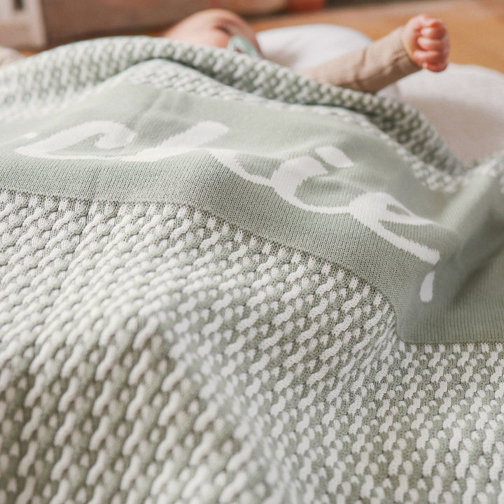 Herringbone Name Blanket in Desert Sage - personalised and made to order by Namely Co, view 4