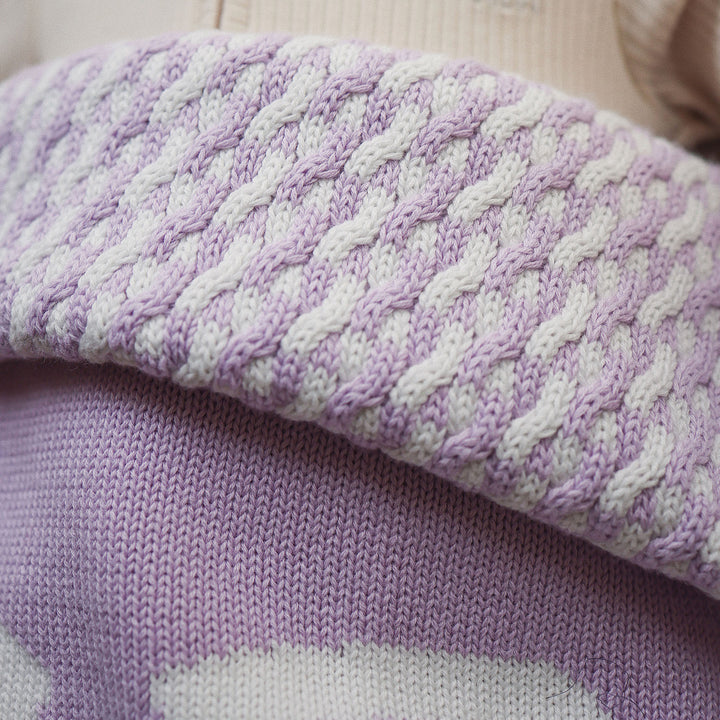 Herringbone Name Blanket in Lilac Snow - personalised and made to order by Namely Co, view 5