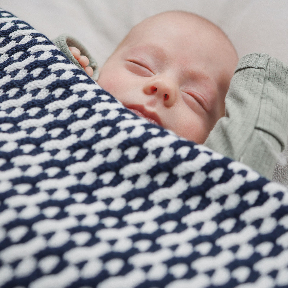 
                  
                    Load image into Gallery viewer, Herringbone Name Blanket - Navy
                  
                