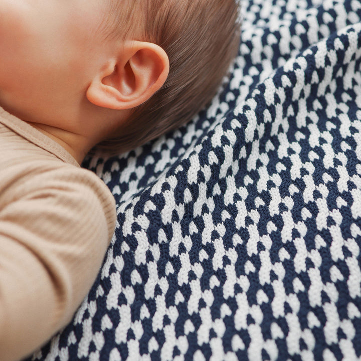 Herringbone Name Blanket in Navy - personalised and made to order by Namely Co, view 7