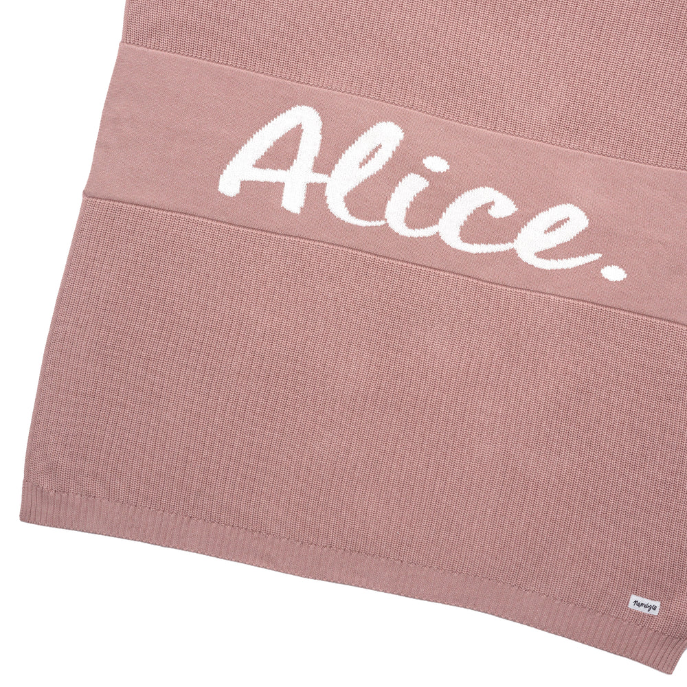 Chunky Knit Name Blanket - Ballet Pink