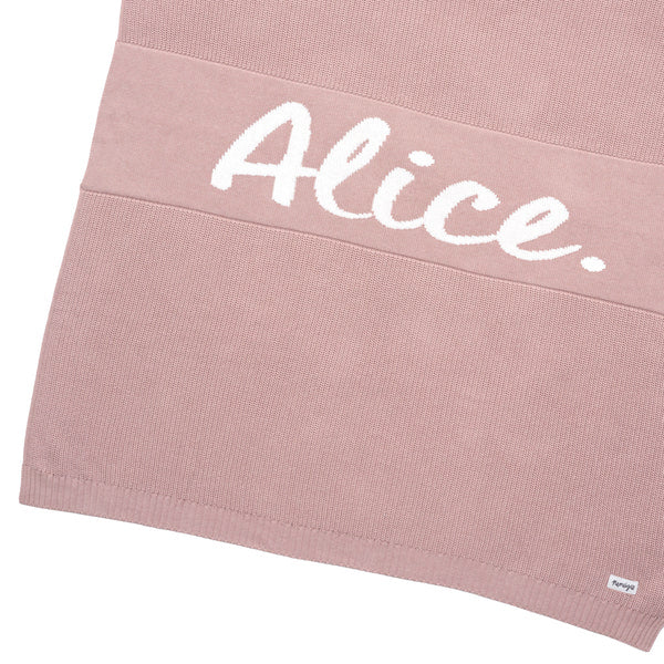 Chunky Knit Name Blanket in Ballet Pink - personalised and made to order by Namely Co, view 4