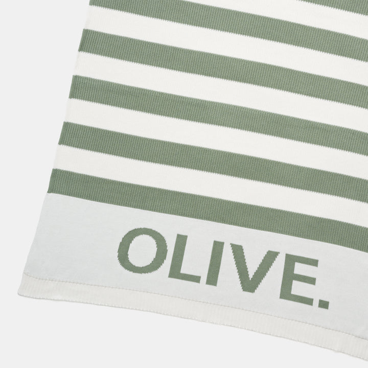 Hamptons Stripe Name Blanket in Lily Pad - personalised and made to order by Namely Co, view 4