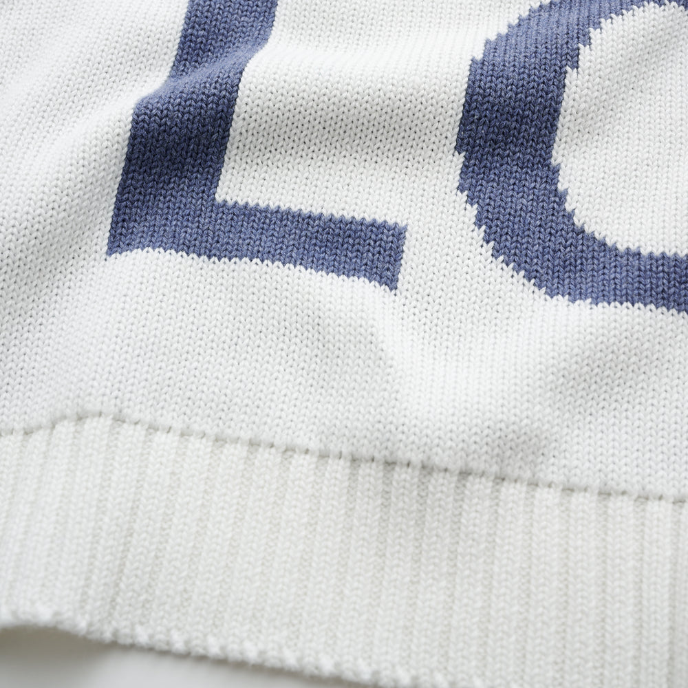 
                  
                    Load image into Gallery viewer, Hamptons Stripe Knit Blanket Denim Blue
                  
                