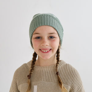 
                  
                    Load image into Gallery viewer, Chunky Knit Letter Beanie - Lily Pad
                  
                