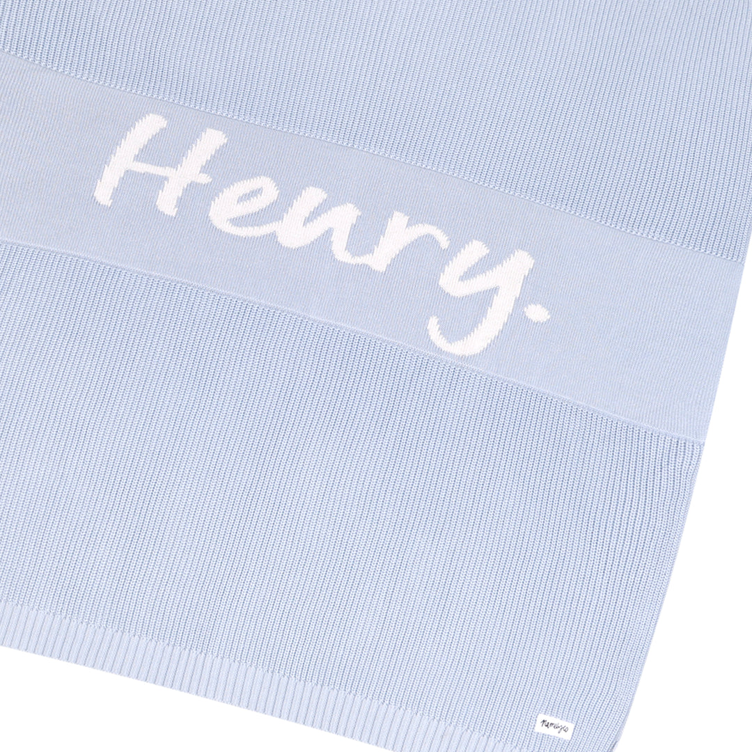 Chunky Knit Name Blanket in Kentucky Blue - personalised and made to order by Namely Co, view 5