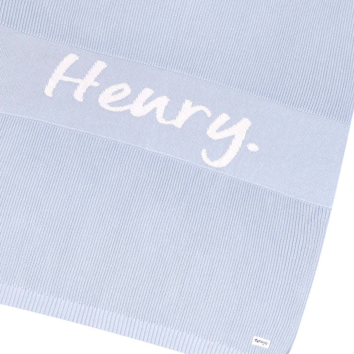 Chunky Knit Name Blanket in Kentucky Blue - personalised and made to order by Namely Co, view 5