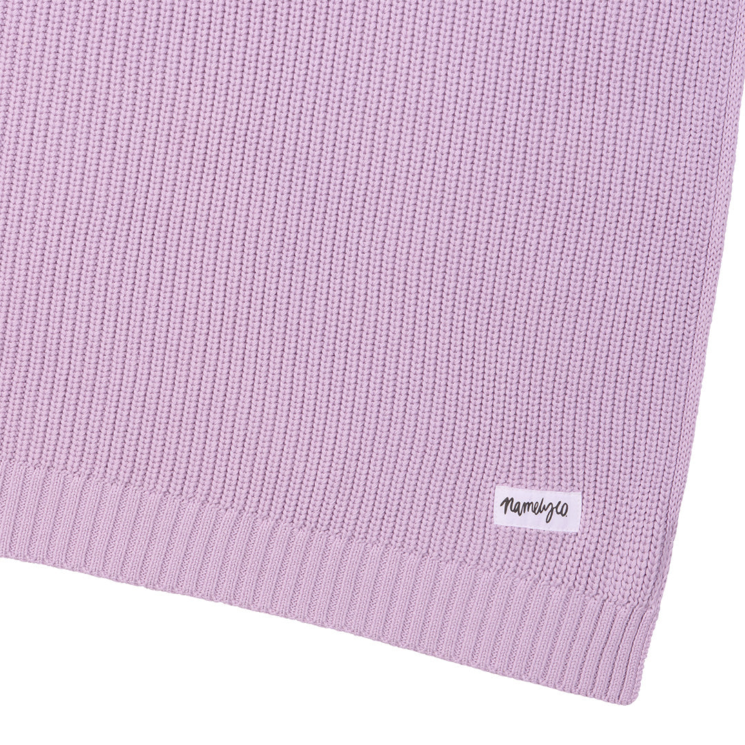 Chunky Knit Name Blanket in Lilac - personalised and made to order by Namely Co, view 5