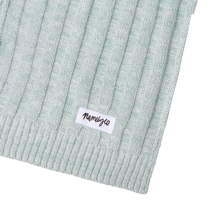 Rib Marle Name Blanket in Haze Blue - personalised and made to order by Namely Co, view 7