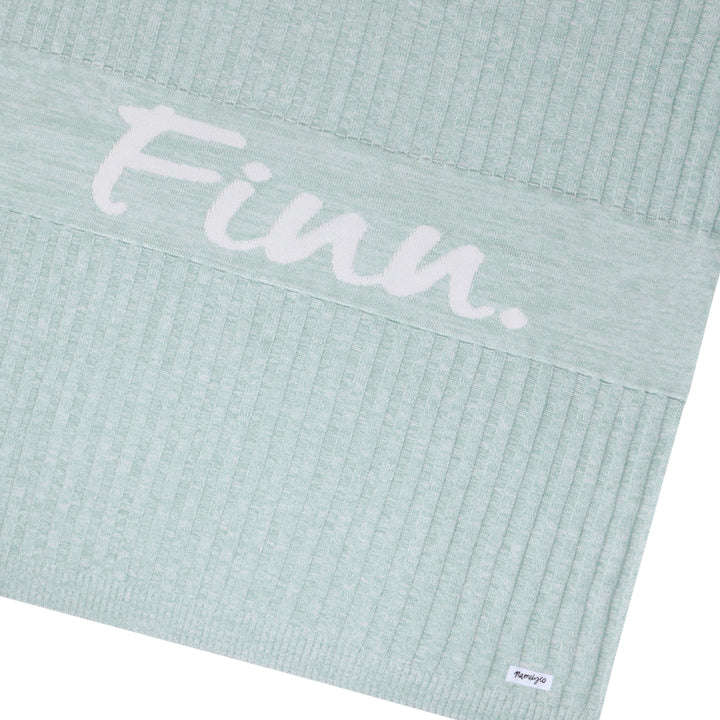 Rib Marle Name Blanket in Haze Blue - personalised and made to order by Namely Co, view 6