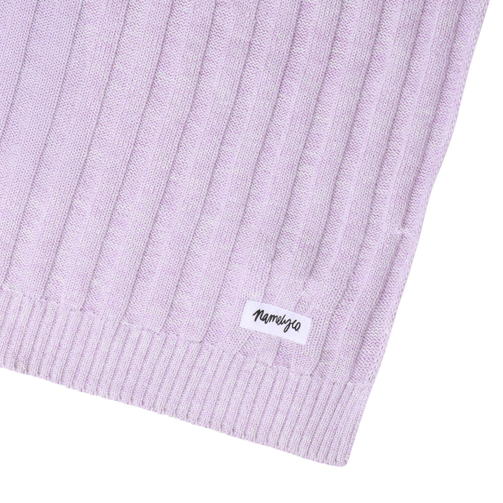 Rib Marle Name Blanket in Lilac - personalised and made to order by Namely Co, view 7