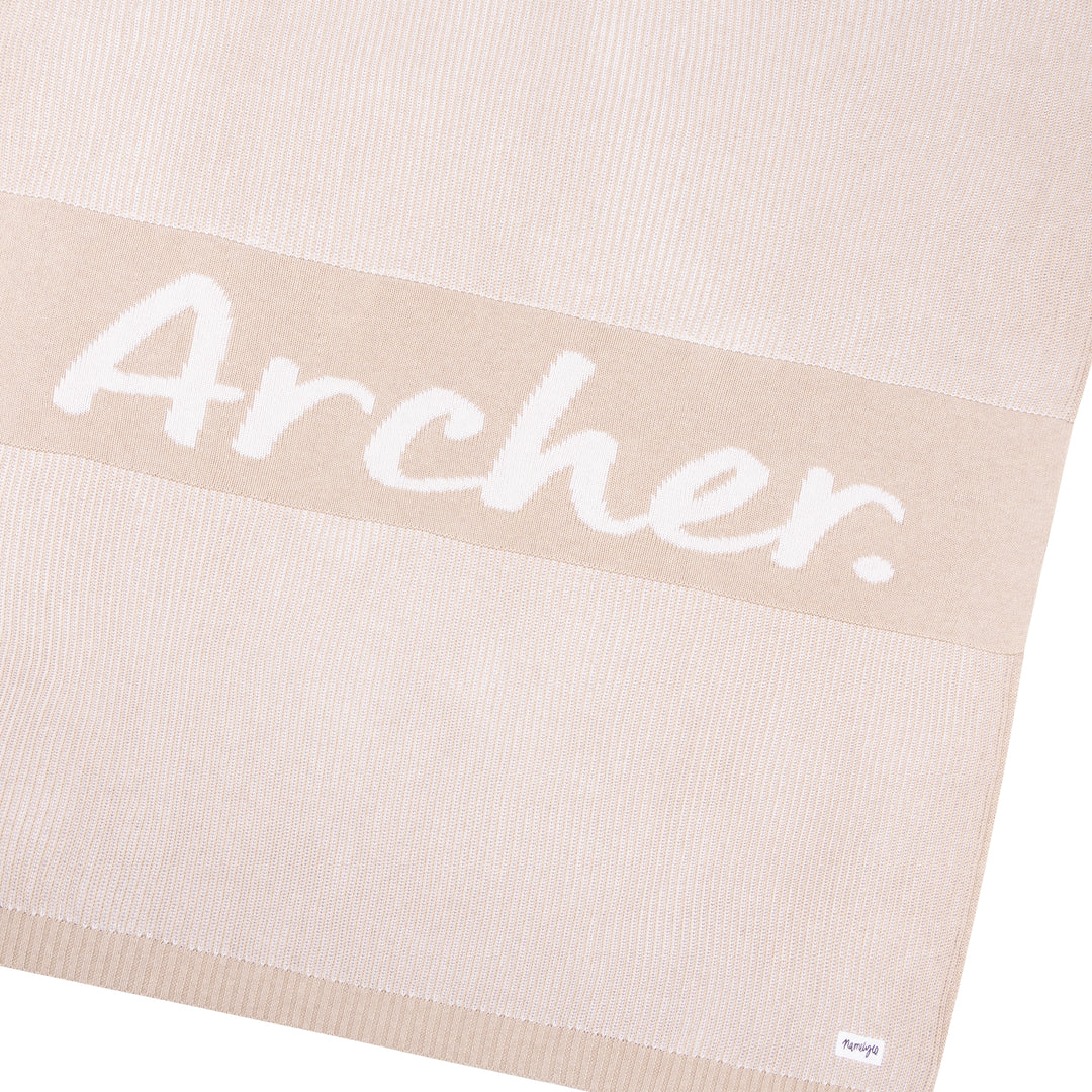 Luxe Rib Name Blanket in Light Camel - personalised and made to order by Namely Co, view 3