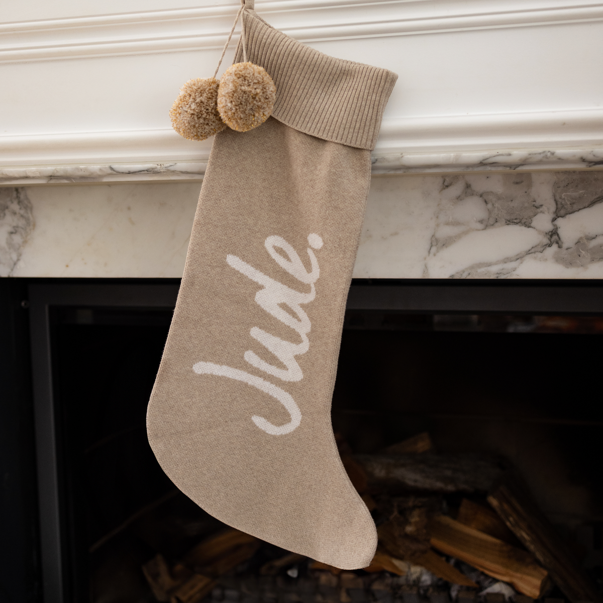 Classic Christmas Santa Stocking in Light Camel - personalised and made to order by Namely Co, view 2