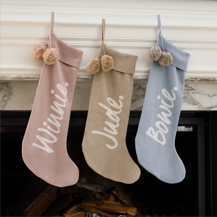 Classic Christmas Santa Stocking in Light Camel - personalised and made to order by Namely Co, view 3