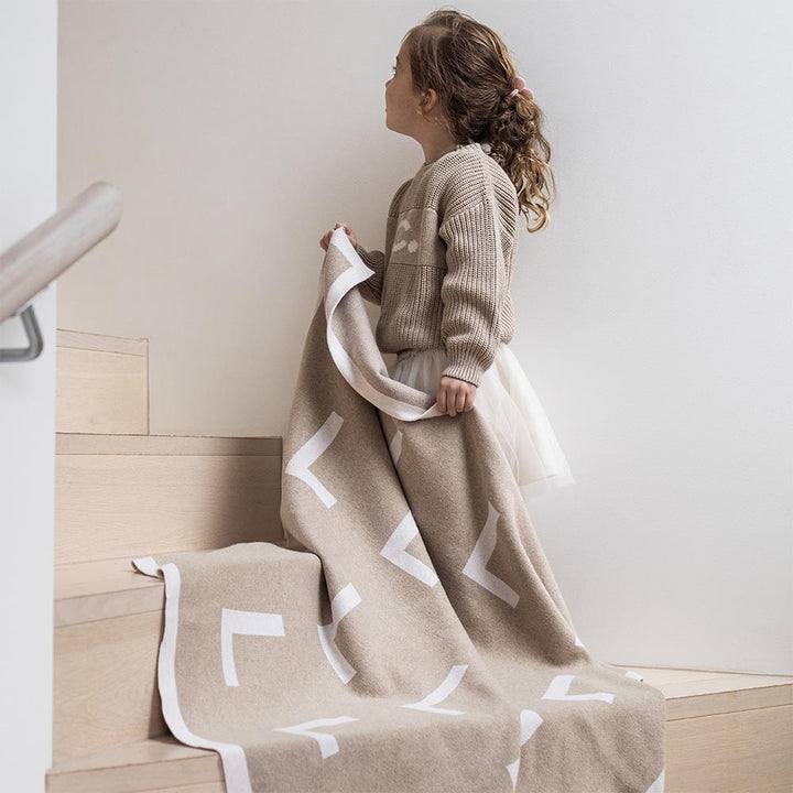 Multi Letter Blanket in Light Camel - personalised and made to order by Namely Co