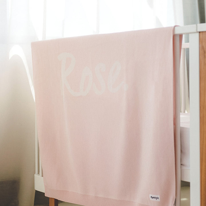Classic Name Blanket in Pastel Pink - personalised and made to order by Namely Co, view 4