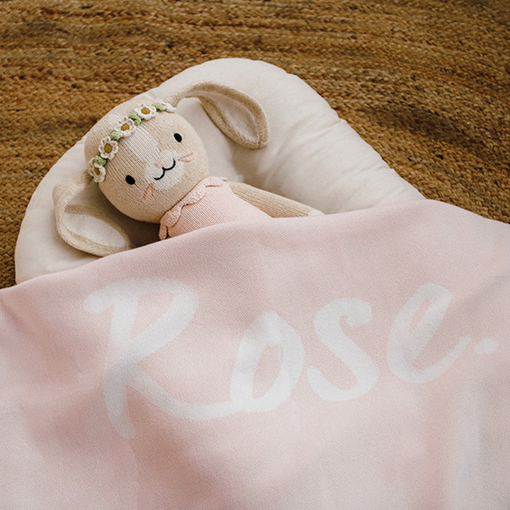 Classic Name Blanket in Pastel Pink - personalised and made to order by Namely Co, view 3