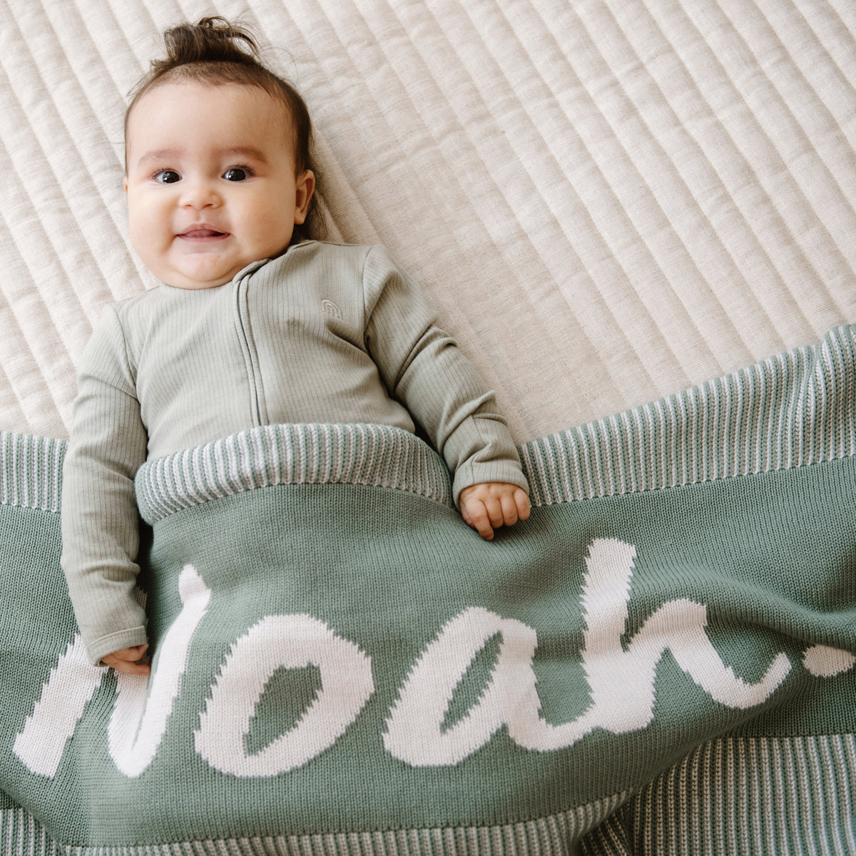 Luxe Rib Name Blanket in Lily Pad - personalised and made to order by Namely Co, view 2