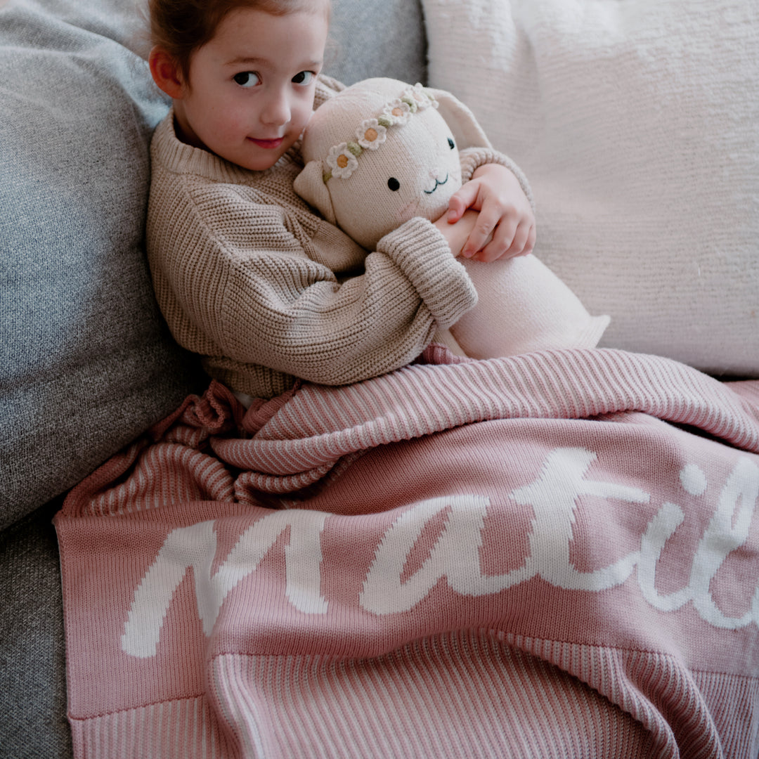 Luxe Rib Name Blanket in Ballet - personalised and made to order by Namely Co, view 2