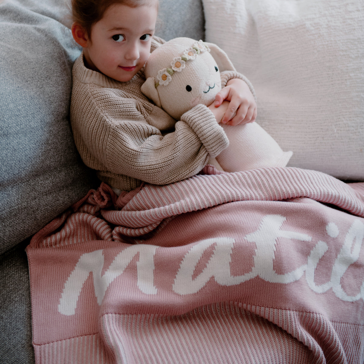 Luxe Rib Name Blanket in Ballet - personalised and made to order by Namely Co, view 2