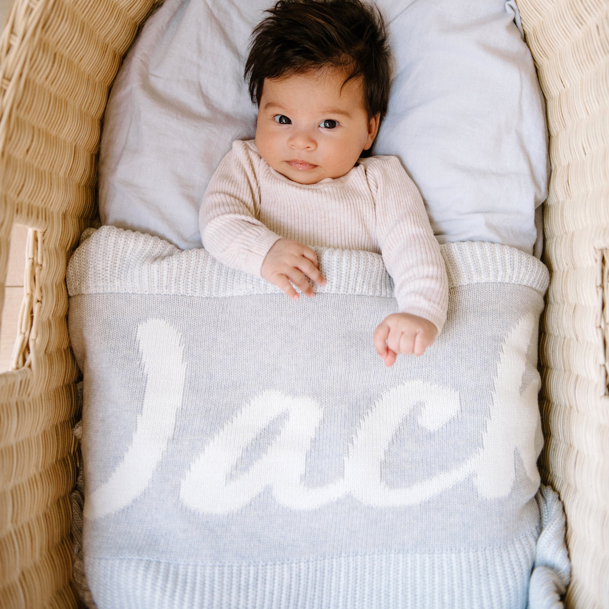 Luxe Rib Name Blanket in Snow Marle - personalised and made to order by Namely Co, view 2