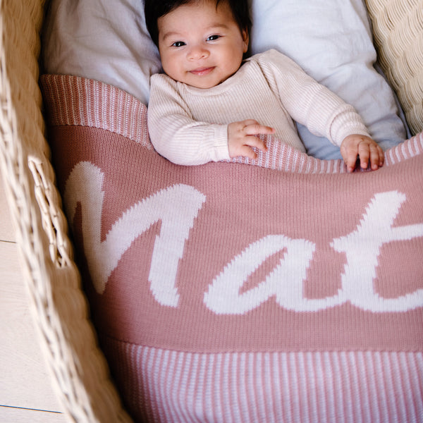 Luxe Rib Name Blanket - Ballet