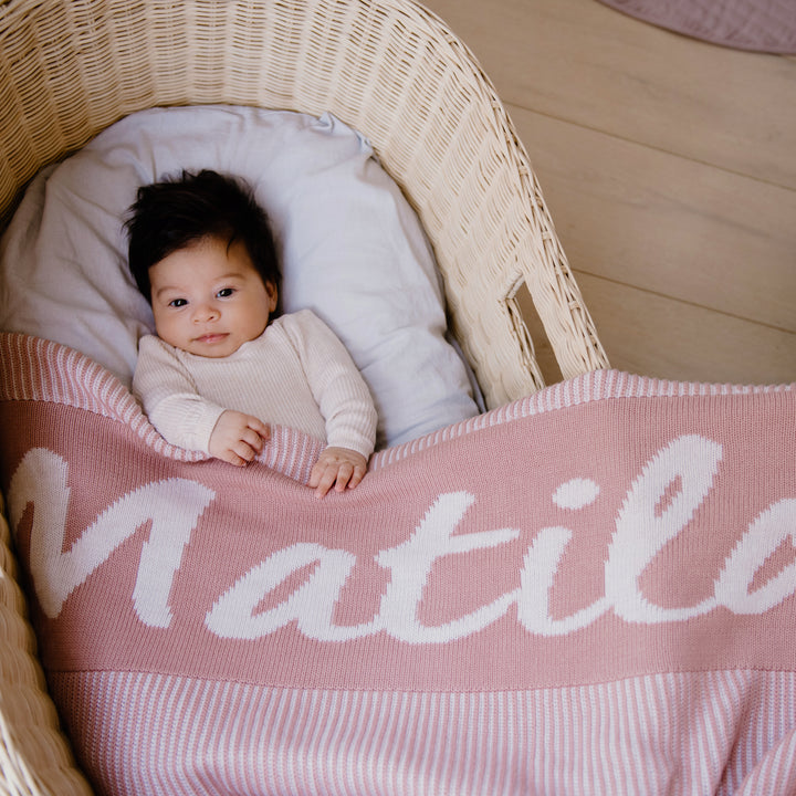 Luxe Rib Name Blanket in Ballet - personalised and made to order by Namely Co, view 3