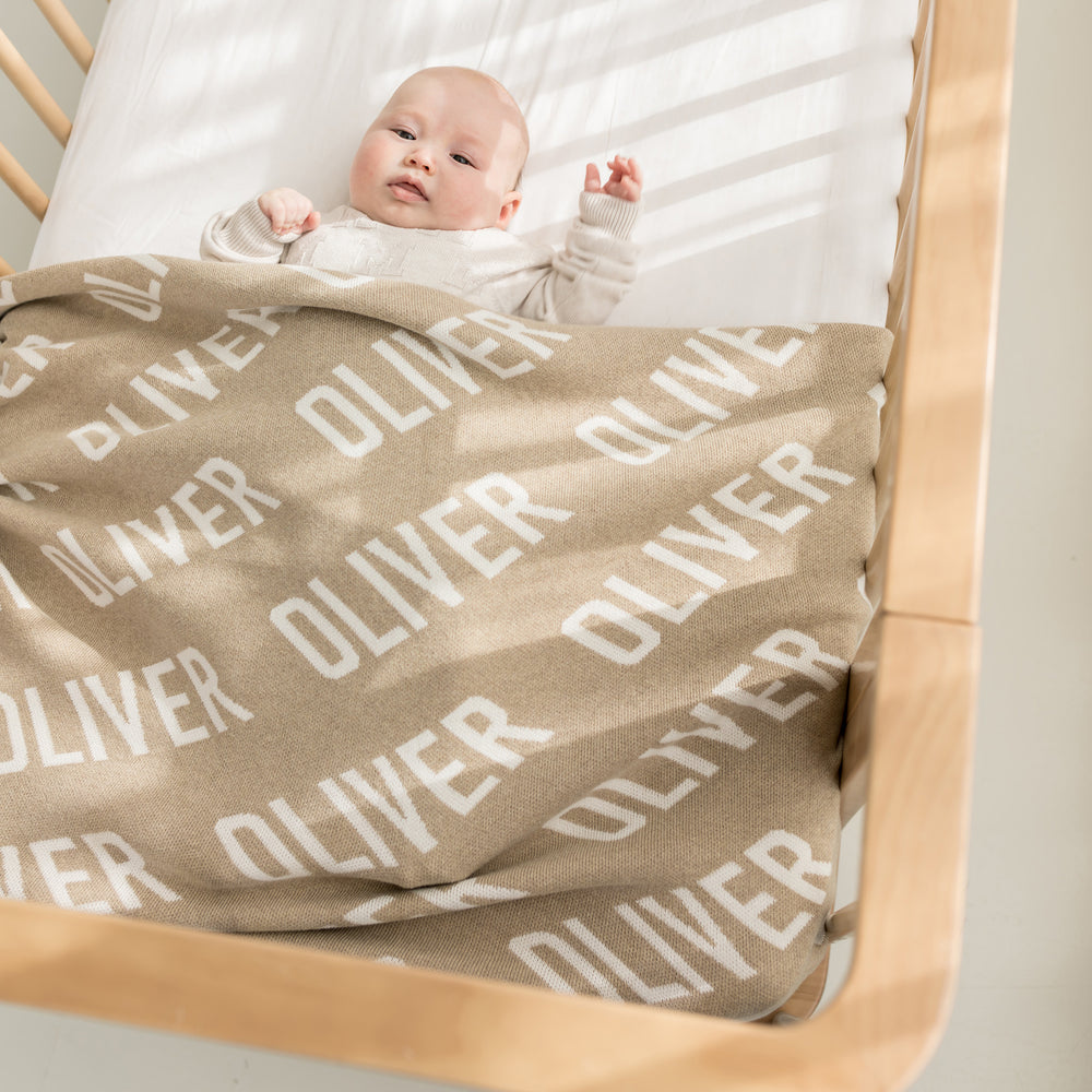 All-Over Name Blanket - Light Camel