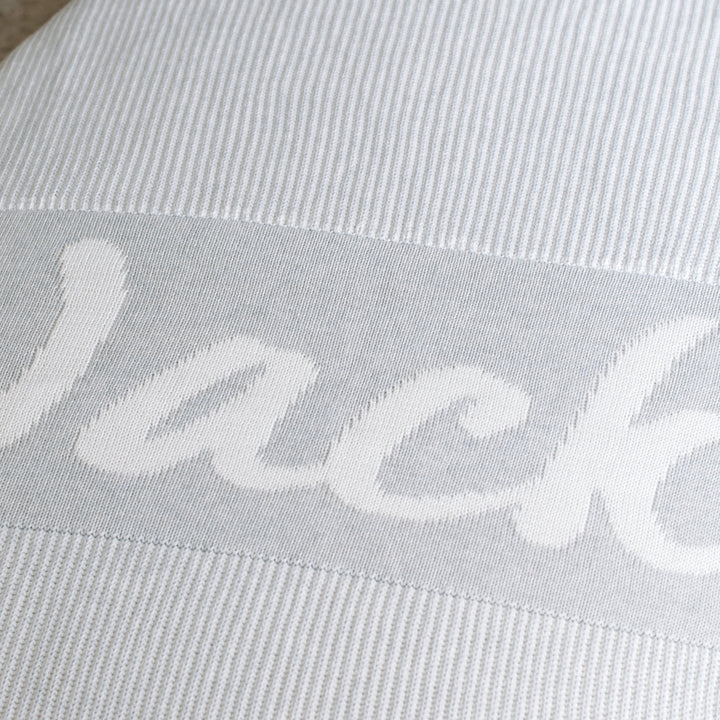 Luxe Rib Name Blanket in Snow Marle - personalised and made to order by Namely Co, view 3