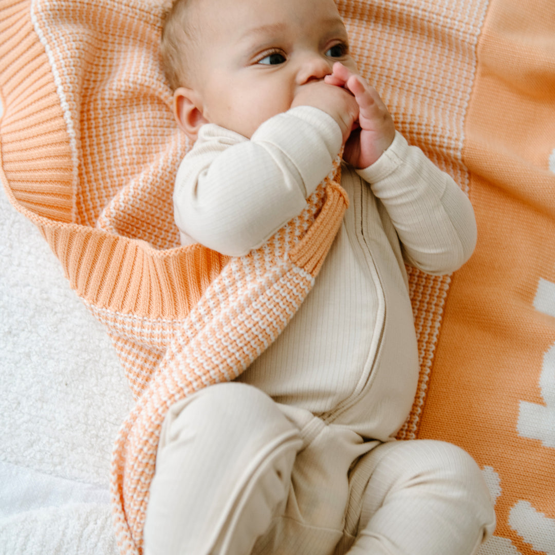 Chunky Two Tone Name Blanket in Peach Nougat - personalised and made to order by Namely Co, view 2