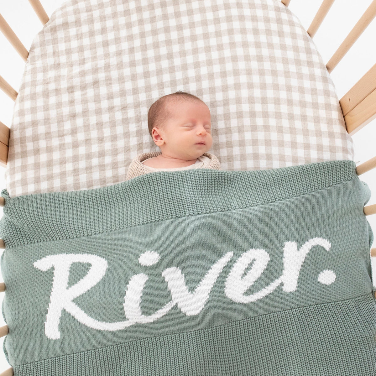Chunky Knit Name Blanket in Lily Pad - personalised and made to order by Namely Co