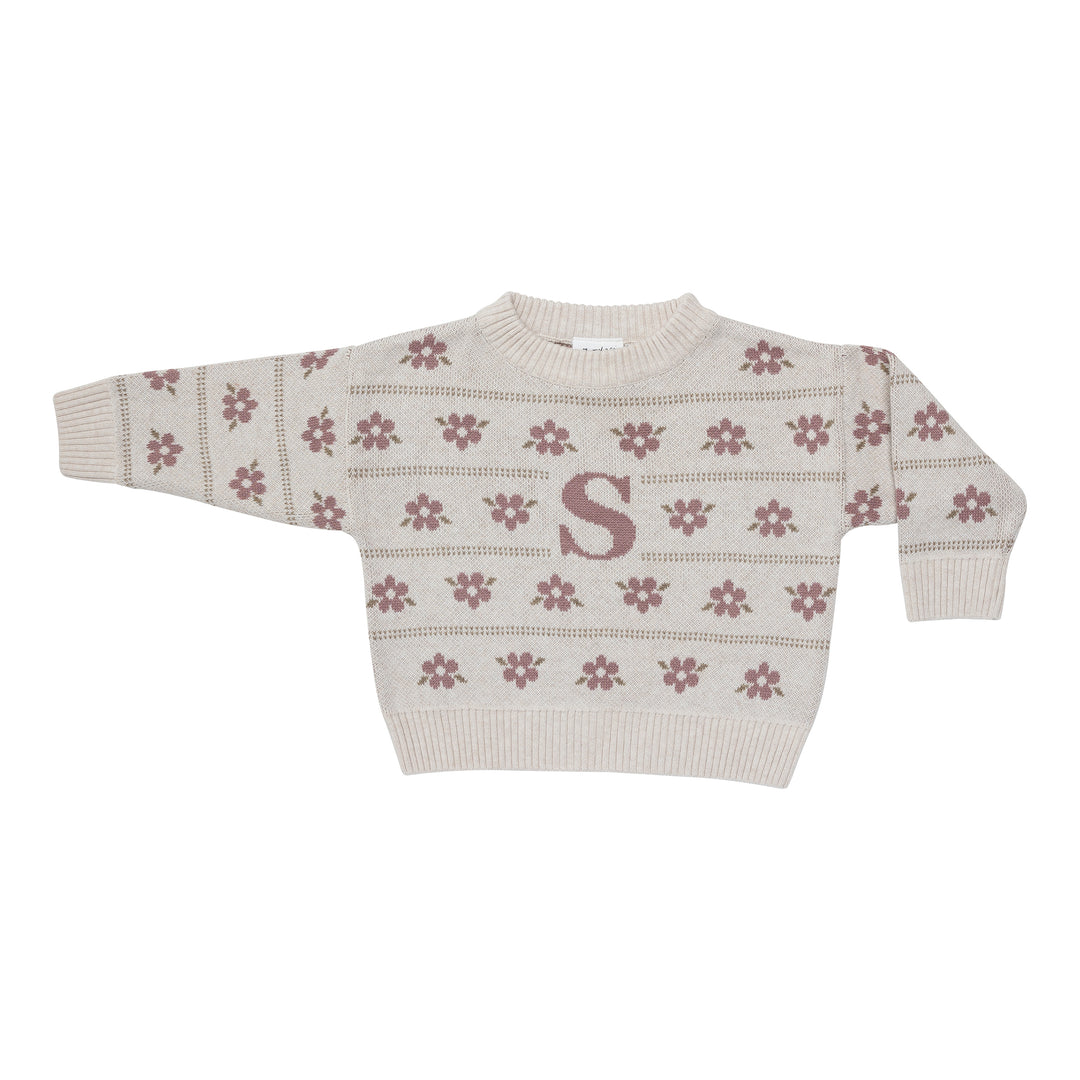 Letter Jumper in Floral Oatmeal &amp; Rose Bloom - personalised and made to order by Namely Co, view 5
