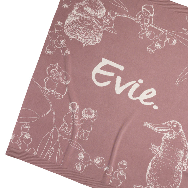 Classic Name Blanket - May Gibbs in Rose Bloom - personalised and made to order by Namely Co, view 3