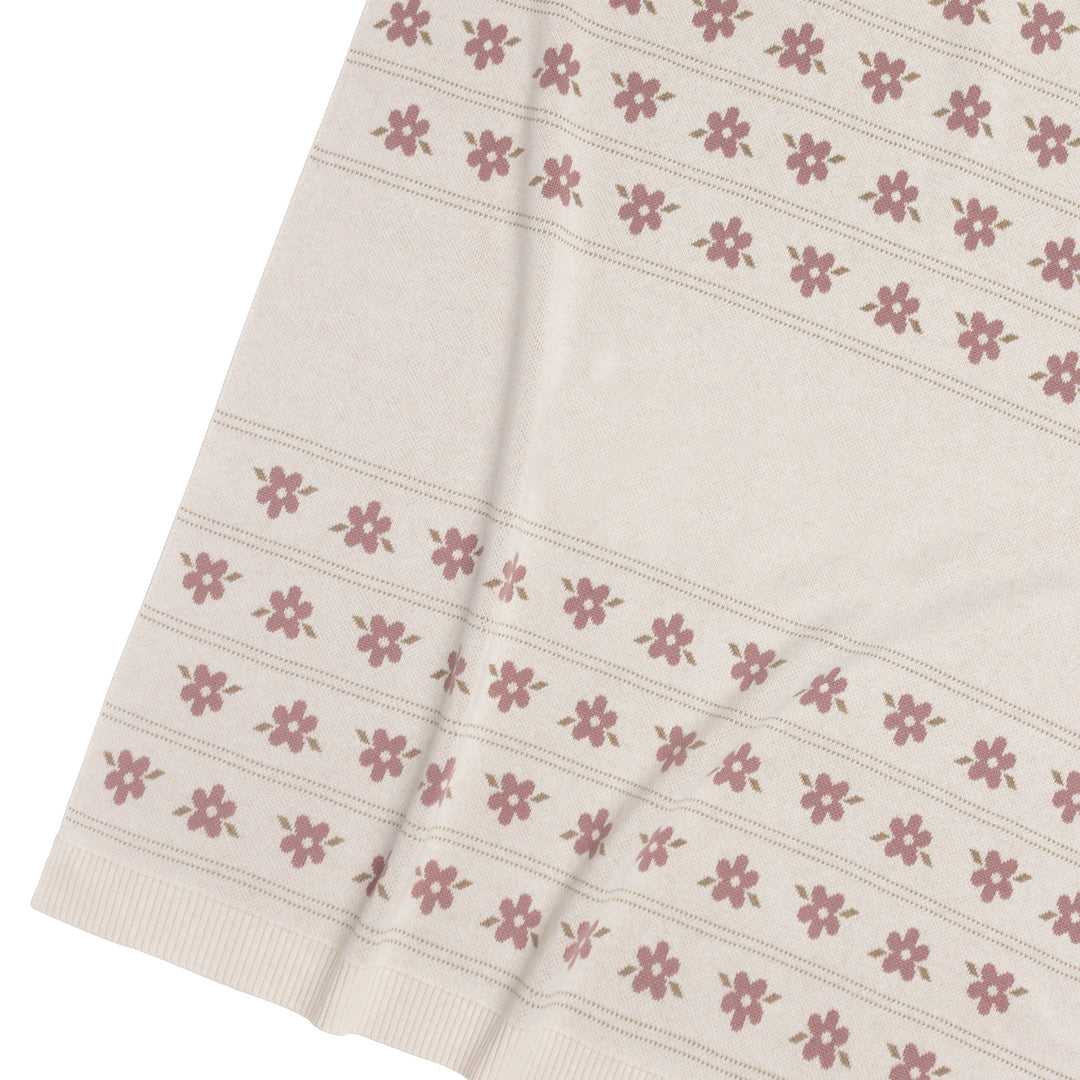 Name Blanket in Floral Oatmeal &amp; Rose Bloom - personalised and made to order by Namely Co, view 5