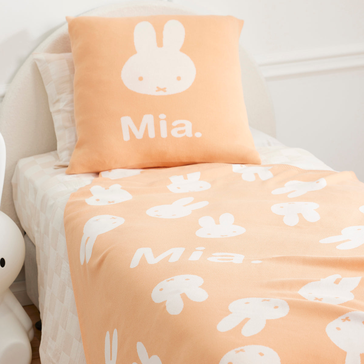 Euro Pillowcase - Miffy in Peach Nougat - personalised and made to order by Namely Co