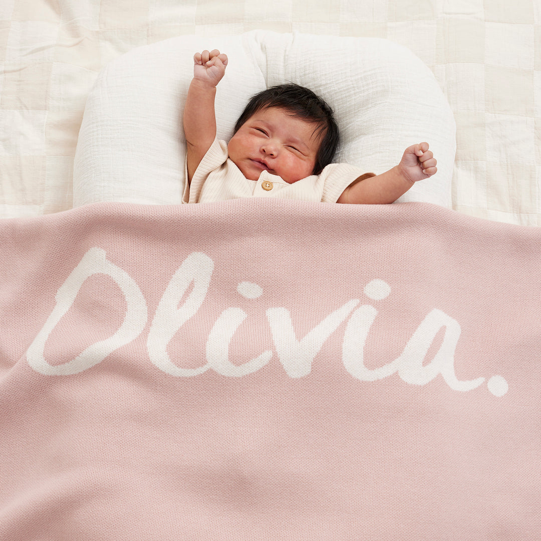Classic Name Blanket in Ballet Pink - personalised and made to order by Namely Co