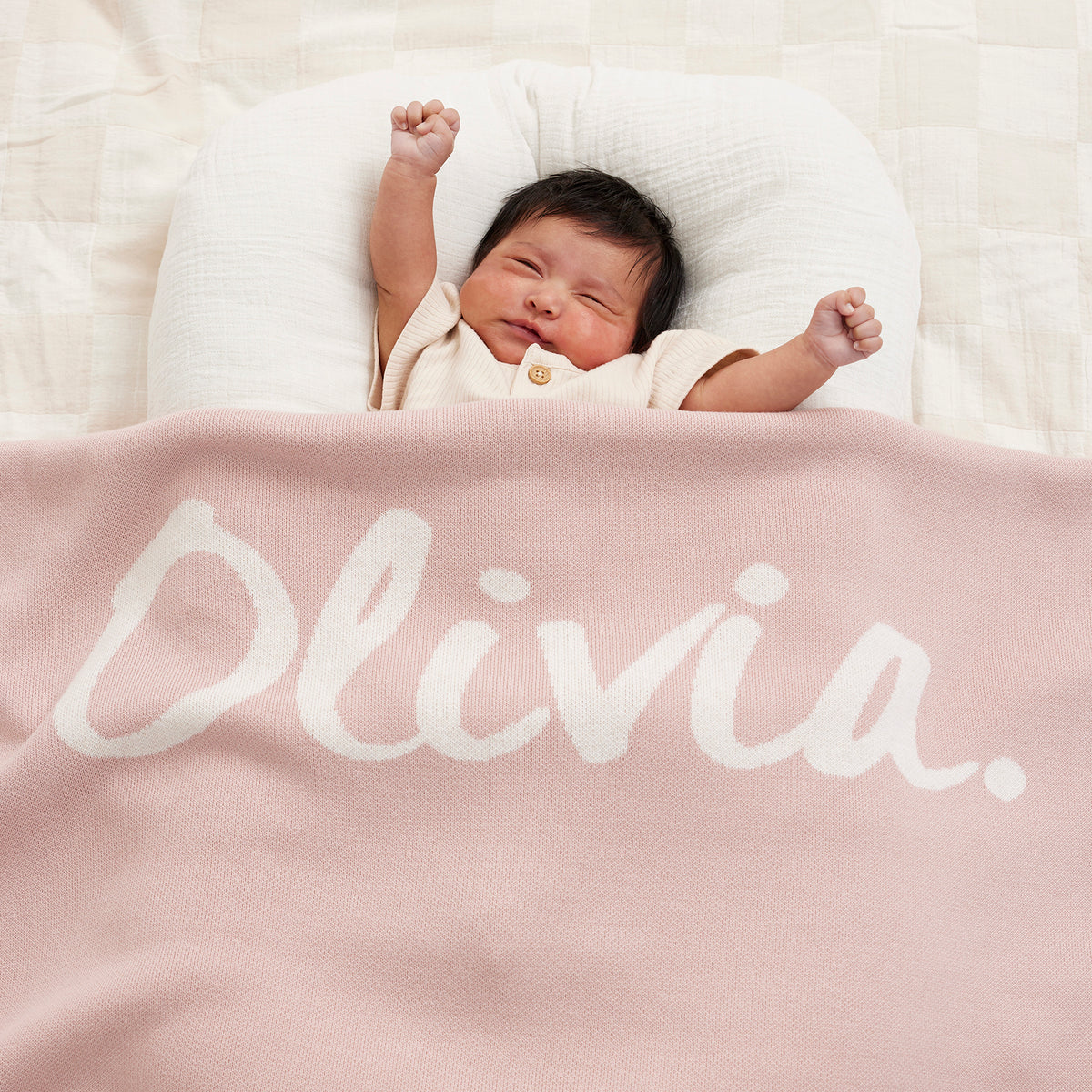 Classic Name Blanket in Ballet Pink - personalised and made to order by Namely Co