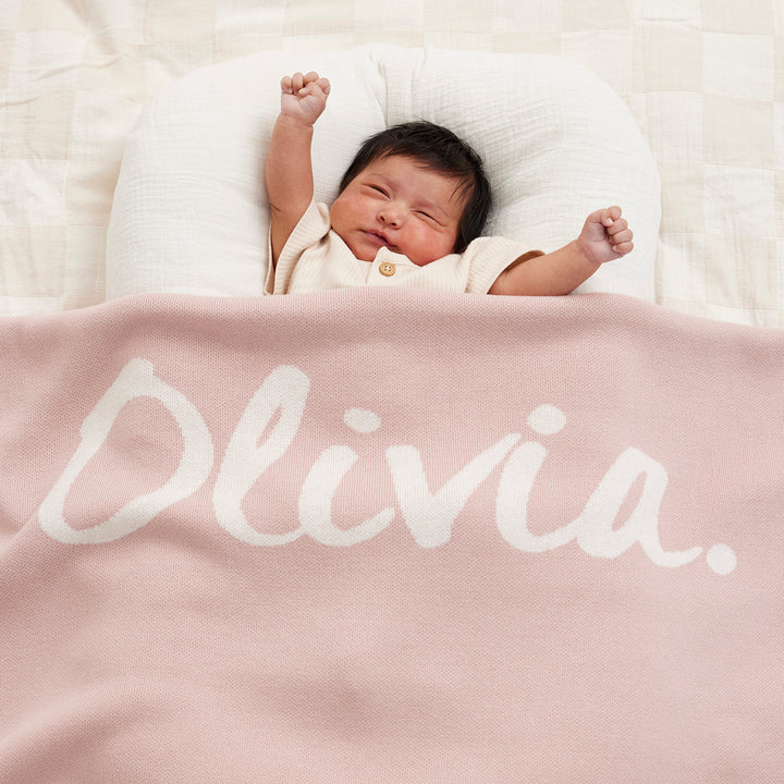 Classic Name Blanket in Ballet Pink - personalised and made to order by Namely Co