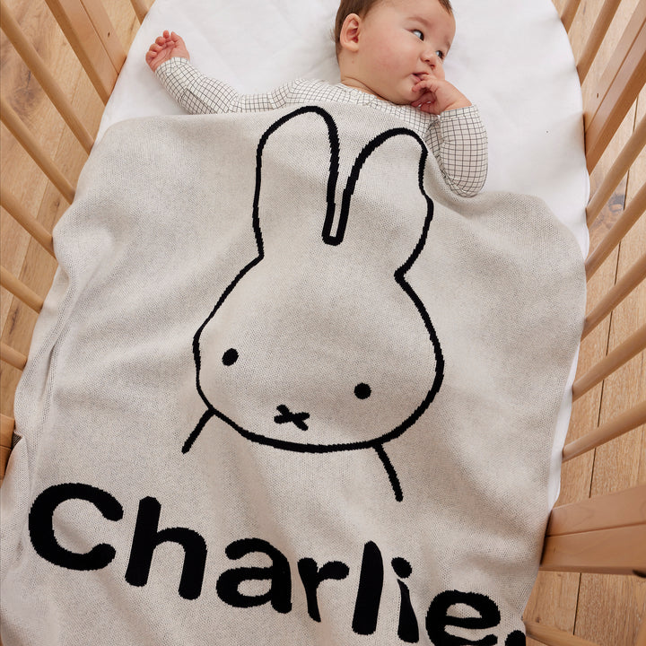 Classic Name Blanket - Miffy in Oatmeal - personalised and made to order by Namely Co
