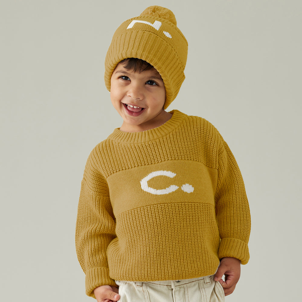 
                  
                    Load image into Gallery viewer, Chunky Knit Letter Beanie - Honey Mustard
                  
                