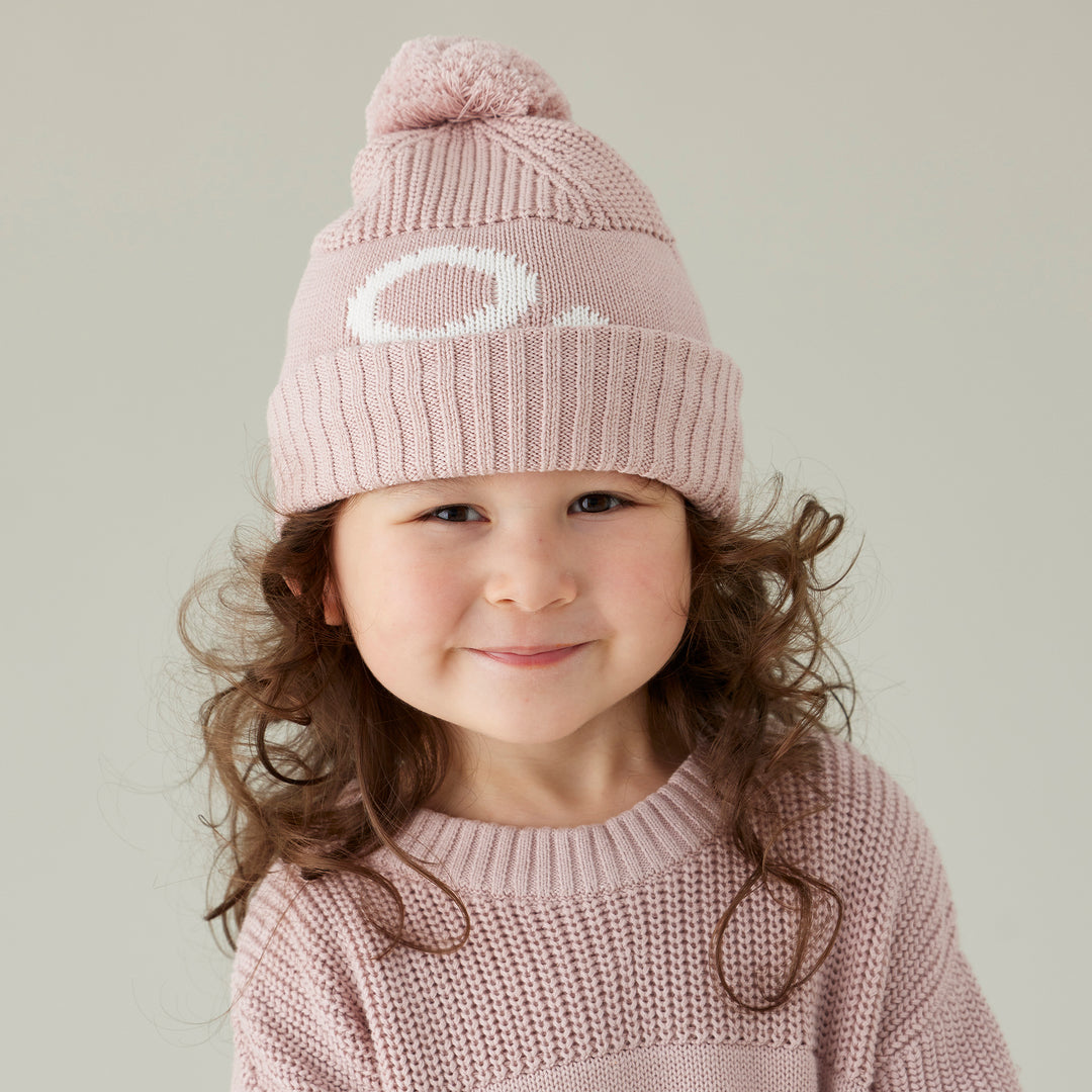 Chunky Knit Letter Beanie in Ballet - personalised and made to order by Namely Co, view 2