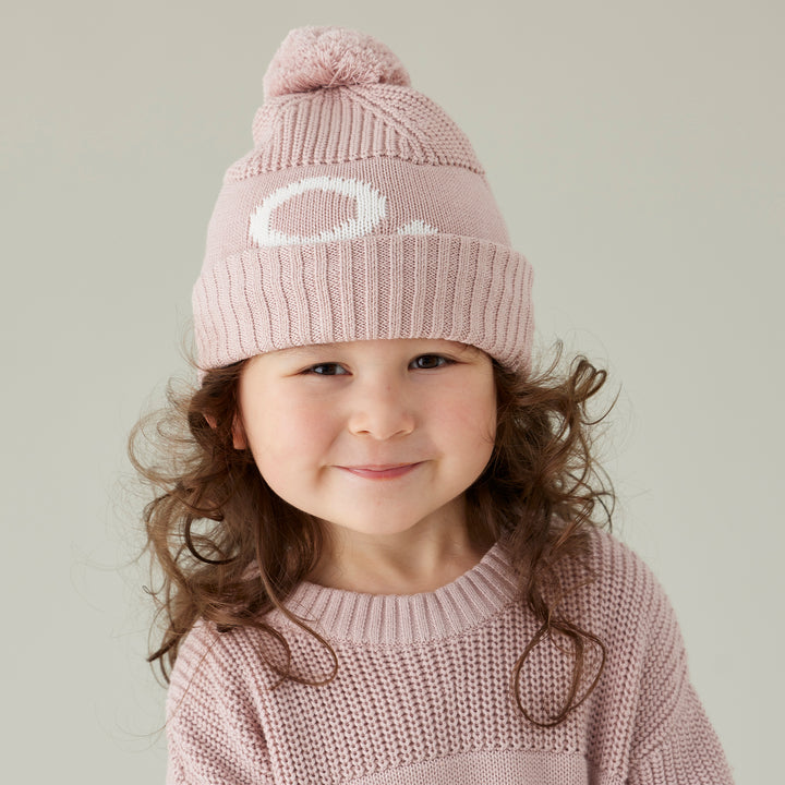 Chunky Knit Letter Beanie in Ballet - personalised and made to order by Namely Co, view 2