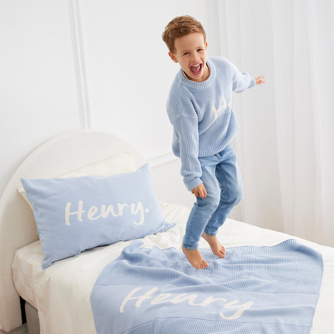 Name Pillowcase in Kentucky Blue - personalised and made to order by Namely Co