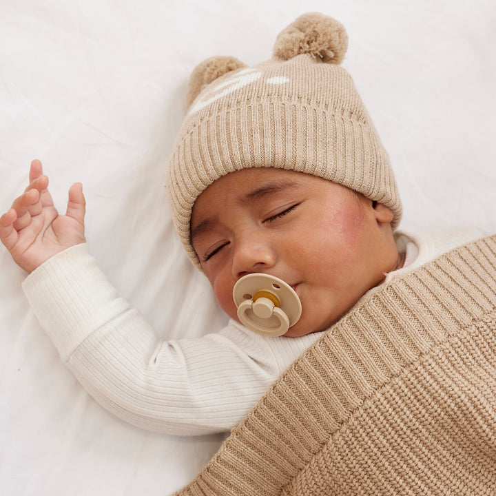 Double Pom Pom Beanie in Light Camel - personalised and made to order by Namely Co, view 2