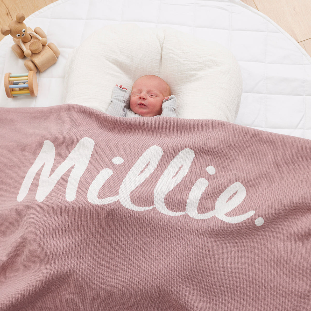 Classic Name Blanket in Rose Bloom - personalised and made to order by Namely Co, view 2