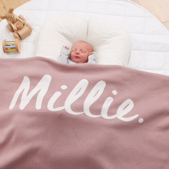 Classic Name Blanket in Rose Bloom - personalised and made to order by Namely Co, view 2