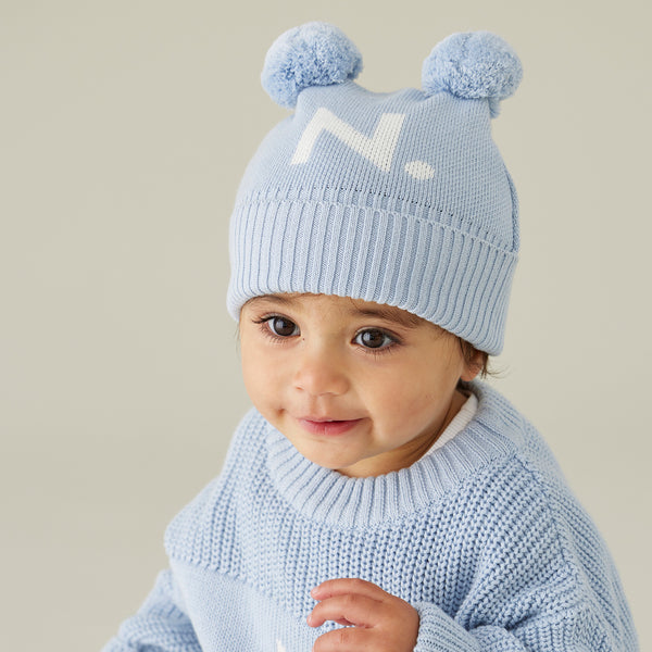 Double Pom Pom Beanie - Kentucky Blue